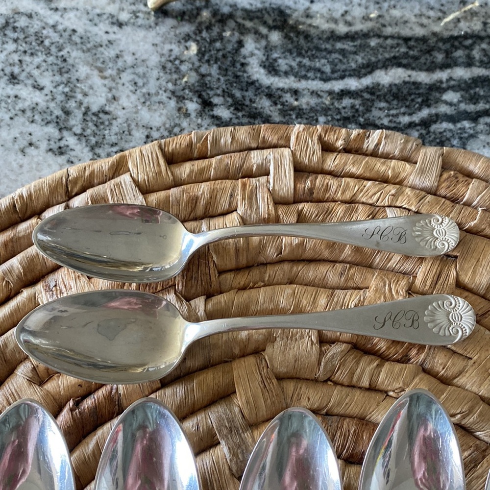 Antique Monogrammed Silver-Tone Teaspoons - Set of 11! - Picture 6 of 11